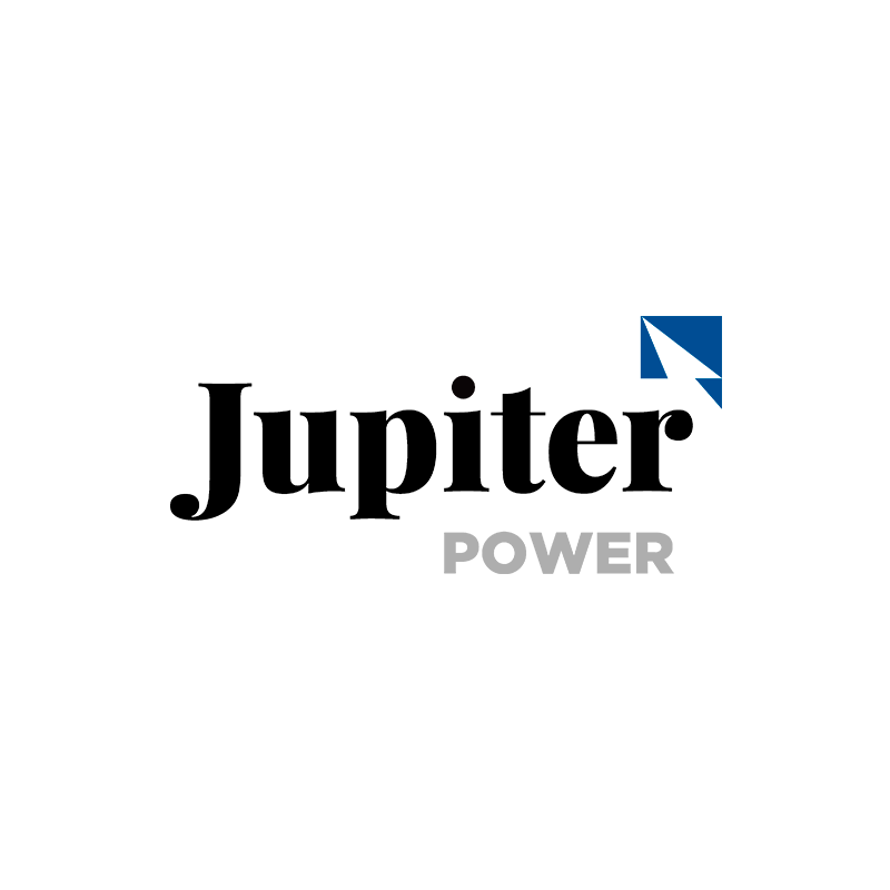 Colorful Jupiter Power Logo, featuring black, gray, and blue tones.